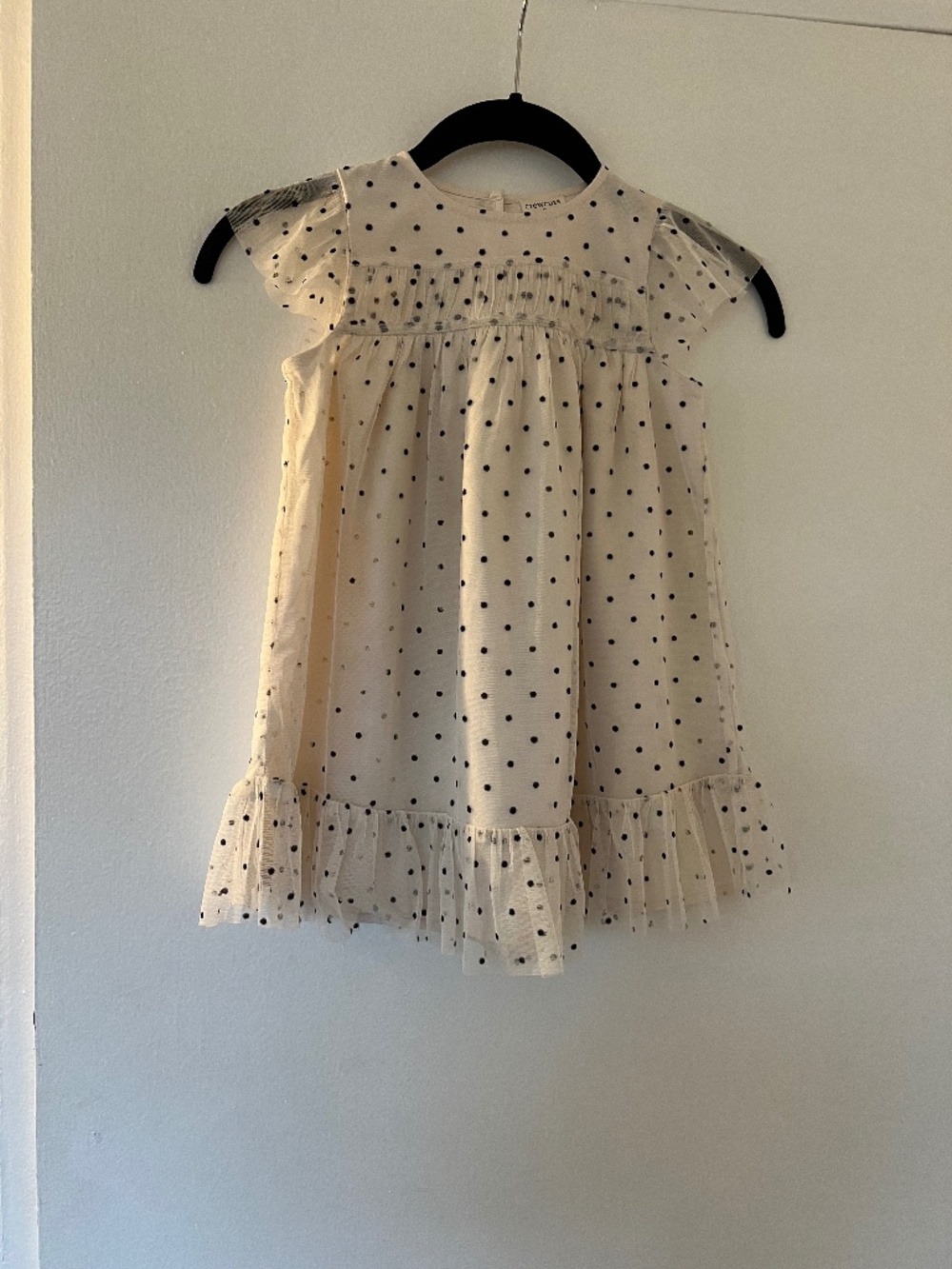 Crewcuts J Crew Girls Polka Dot Tulle Dress Size 4 Ivory and Black
